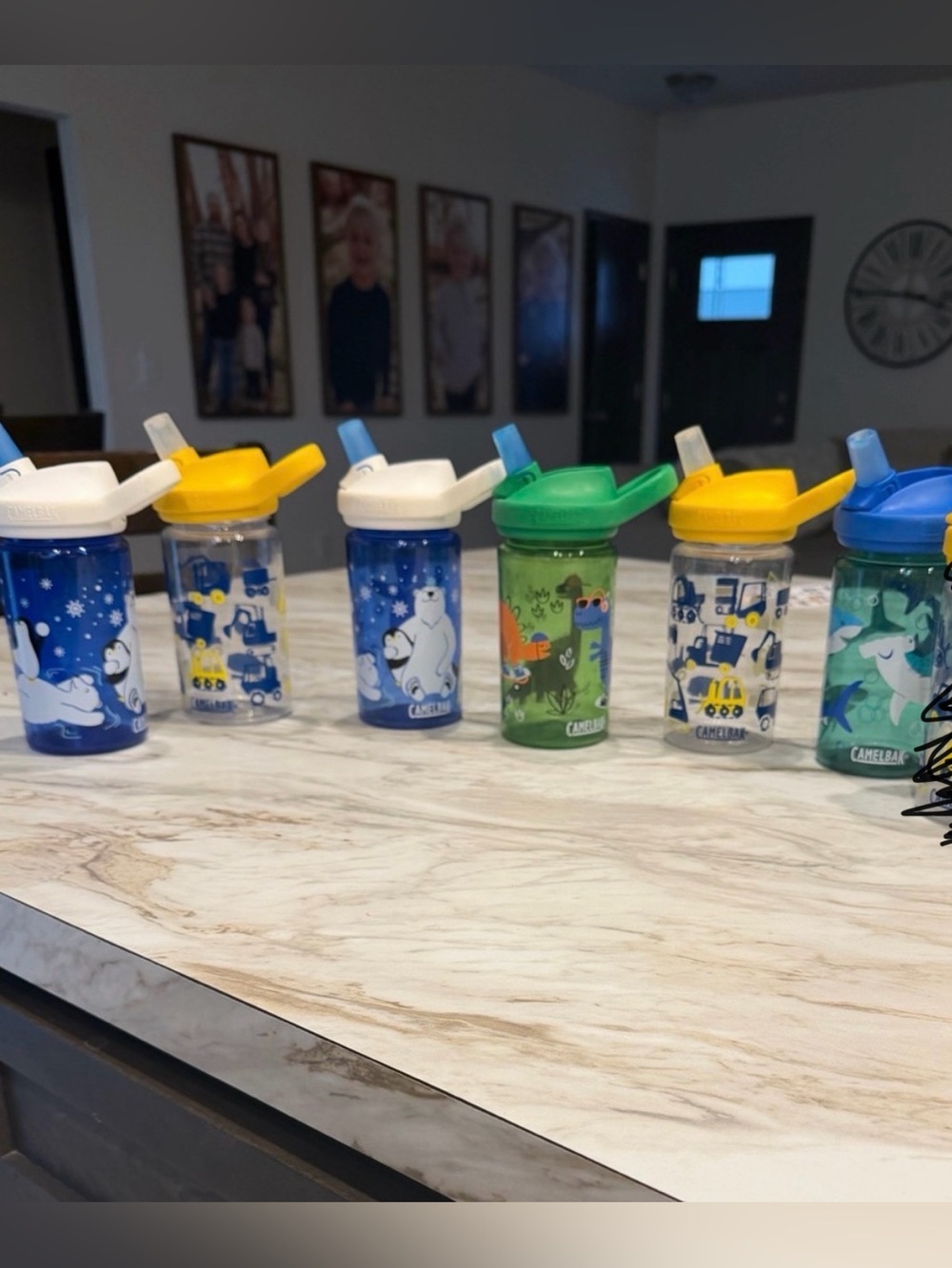 CamelBak Kids Straw Bottles - Blue, Yellow, Green, White Lid Mix 6 bottles